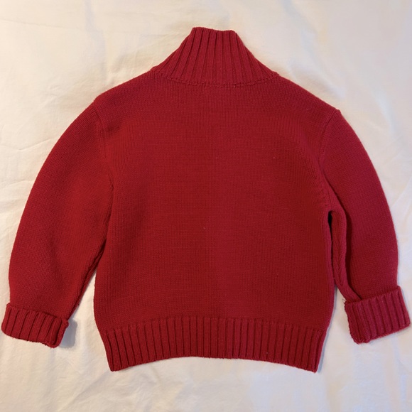 Papo d' Anjo 100% Wool Zip Up Knit Sweater Red Holiday - Picture 2 of 5